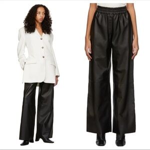 Joie Black Vegan Leather Elastic Waist Relaxed Fit Straight Leg Pants XS